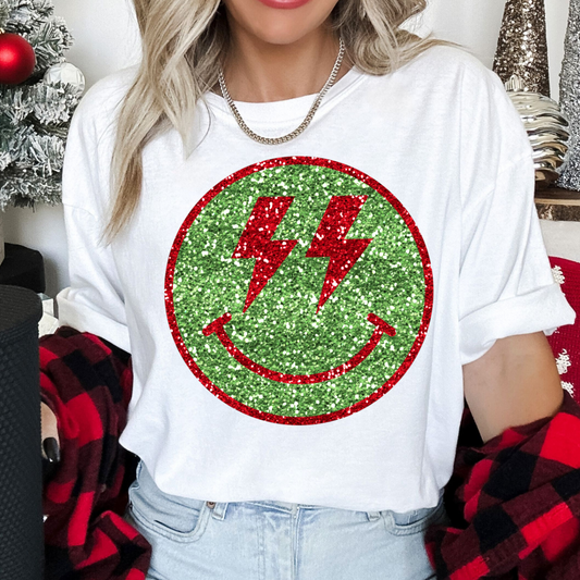 Faux Sequins Smiles (Red And Green) DTF TRANSFER