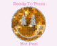 Gold Tree Smiley (Faux Sequins) DTF TRANSFER or UV DTF STICKER