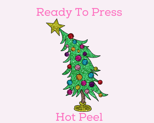Tilted Christmas Tree (Faux Sequins) DTF TRANSFER