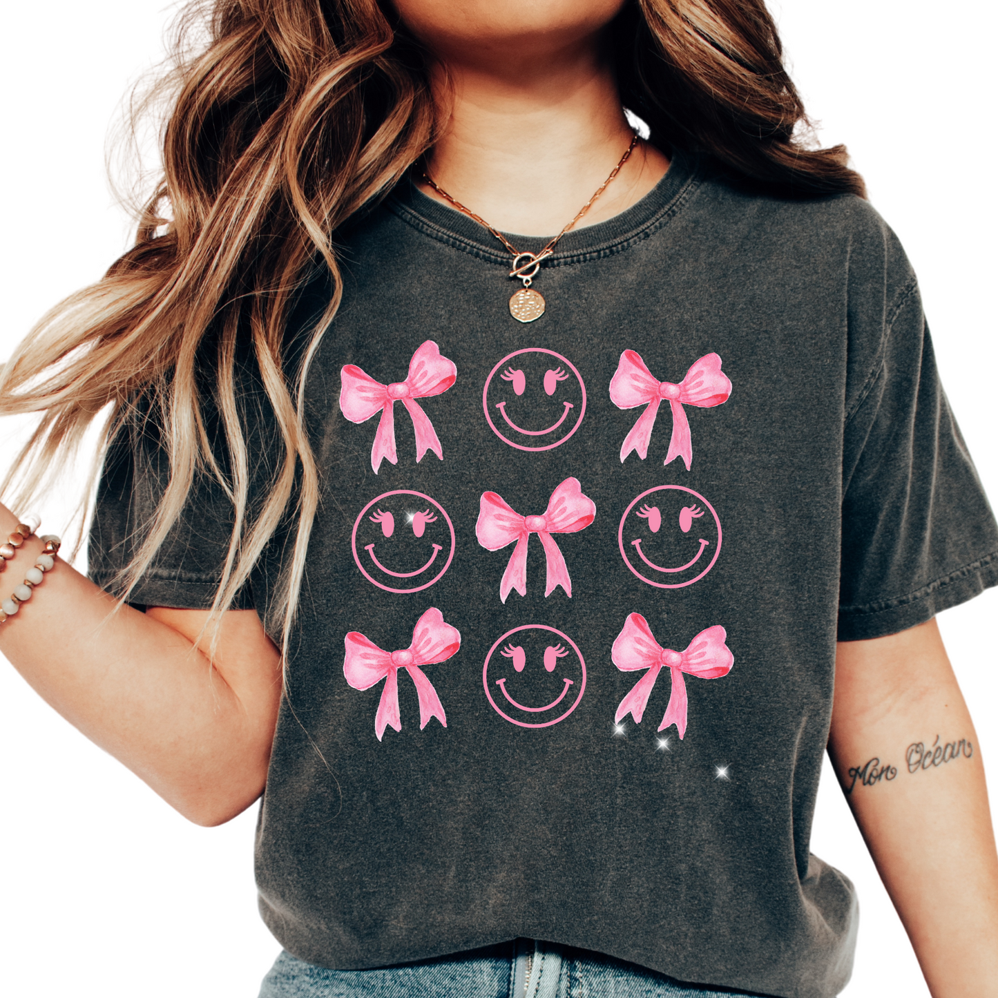 Smiley Faces & Bows Coquette Bow DTF TRANSFER or UV DTF STICKER DECAL
