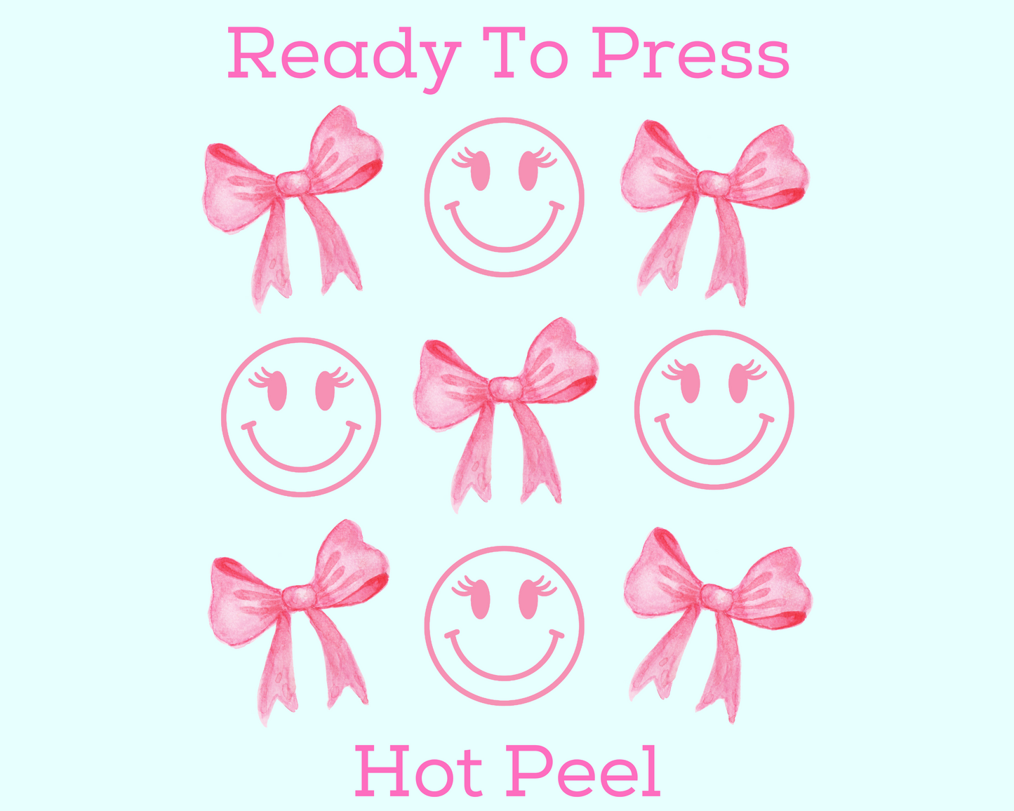 Smiley Faces & Bows Coquette Bow DTF TRANSFER or UV DTF STICKER DECAL