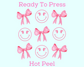 Smiley Faces & Bows Coquette Bow DTF TRANSFER or UV DTF STICKER DECAL