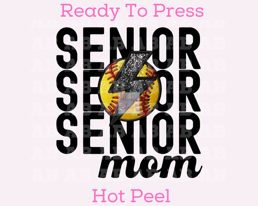 Senior Softball Mom (Faux Embroidery) Mom Softball DTF TRANSFER or UV DTF STICKER DECAL