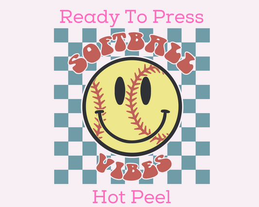 Softball Vibes DTF TRANSFER or UV DTF STICKER DECAL