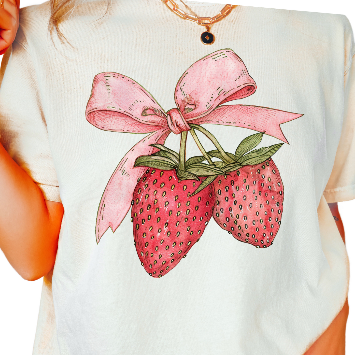 Coquette Bow Strawberries Coquette DTF TRANSFER or UV DTF STICKER DECAL
