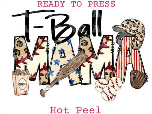 T-Ball Mama (Distressed) DTF TRANSFER or UV DTF STICKER