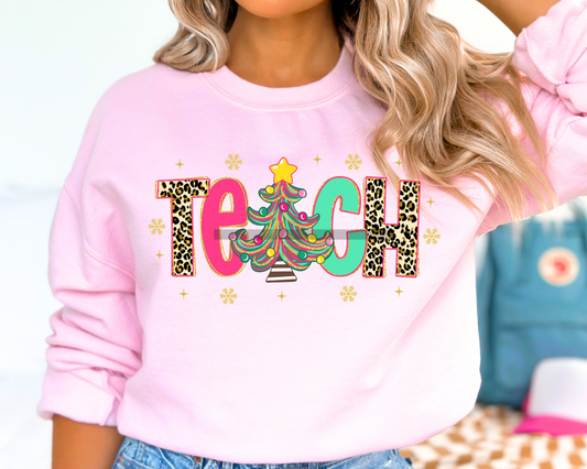 Preppy Teach Christmas DTF TRANSFER  or UV STICKER