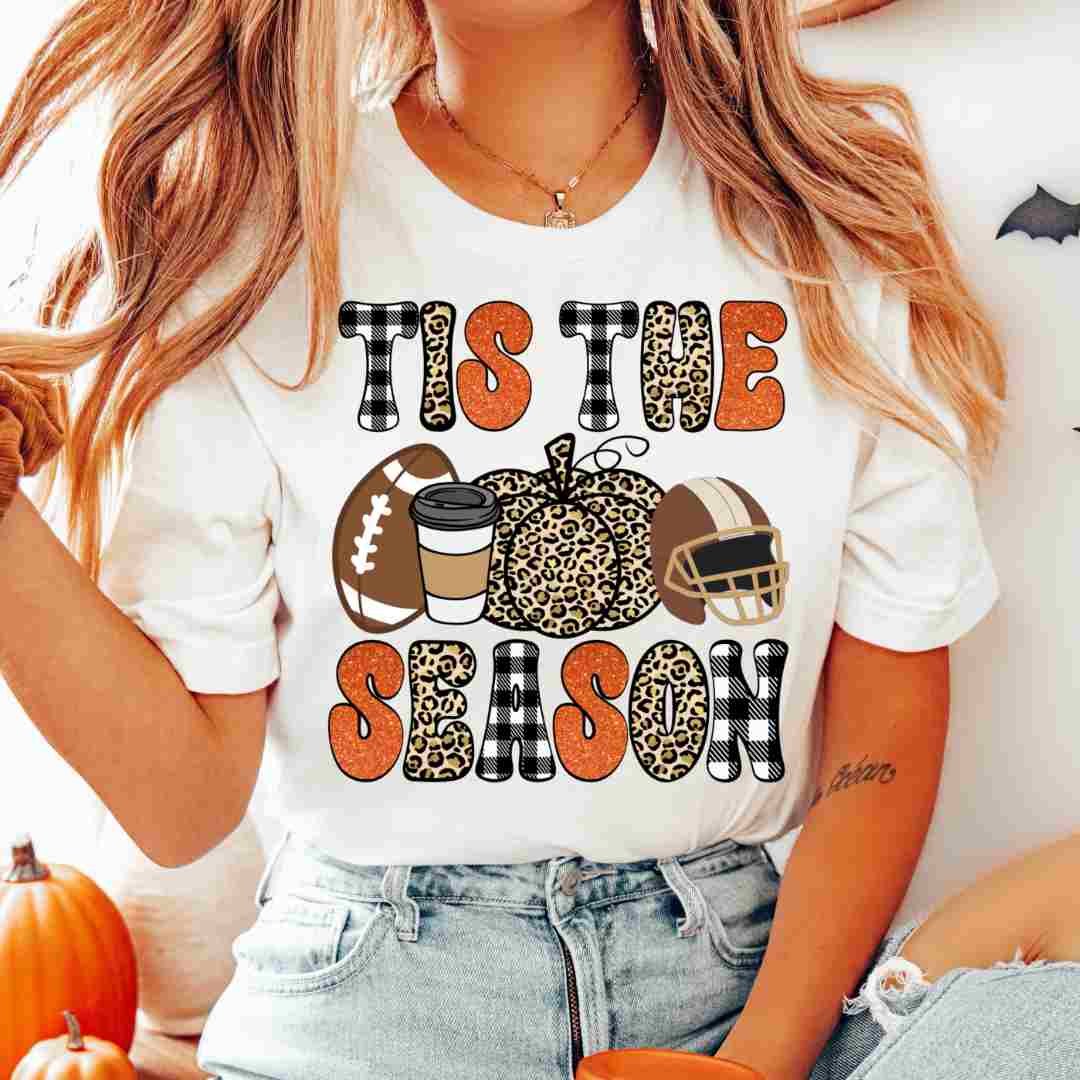 Football And Fall, Tis' The Season DTF TRANSFER or UV DTF STICKER DECAL