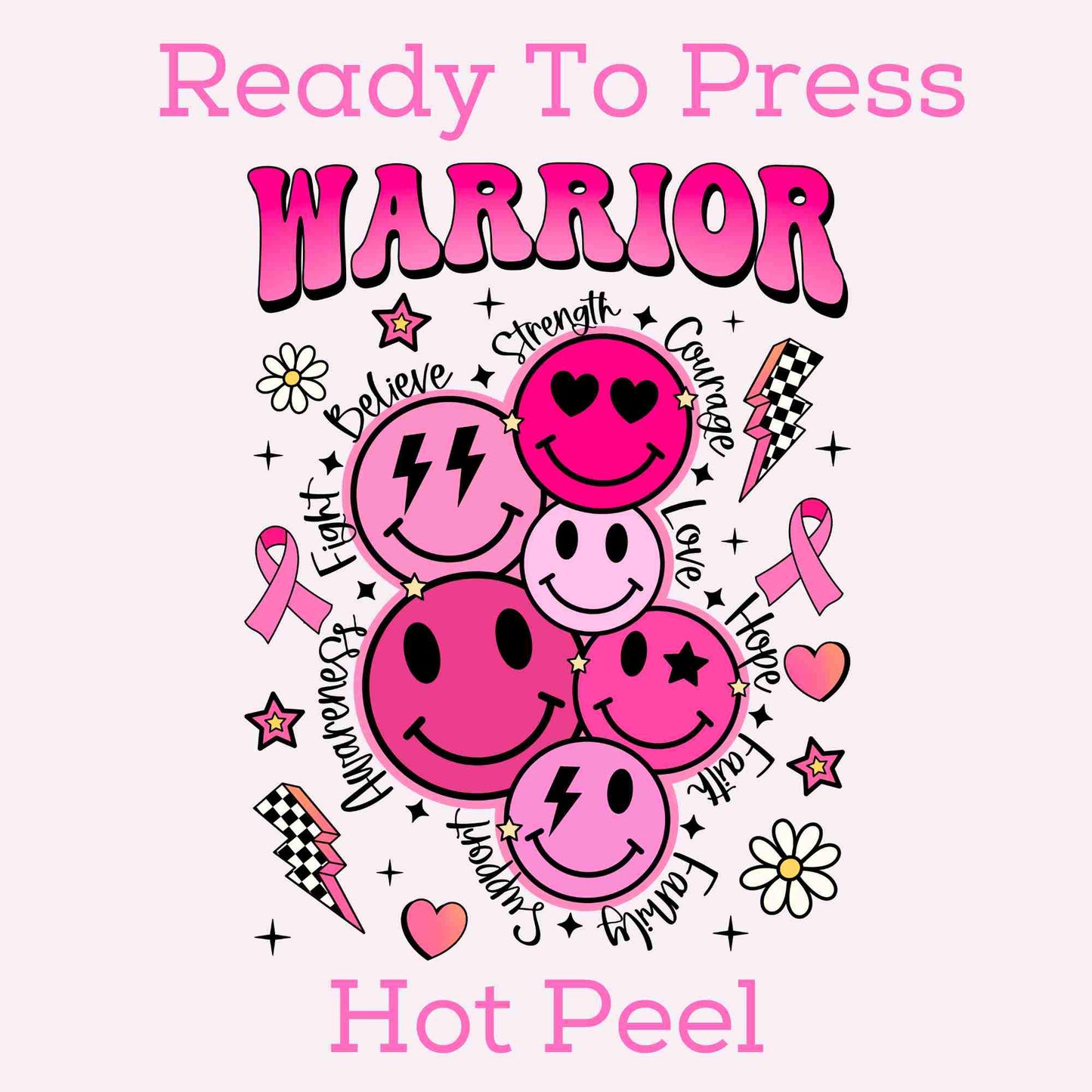 Breast Cancer Warrior DTF TRANSFER or UV DTF STICKER DECAL