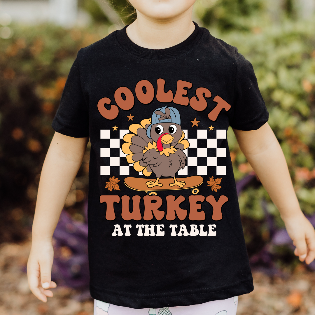 Coolest Skateboarding Turkey (White) Thanksgiving DTF TRANSFER or UV DTF STICKER DECAL