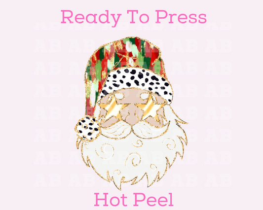 Faux Glitter Santa Christmas DTF TRANSFER  or UV DTF STICKER