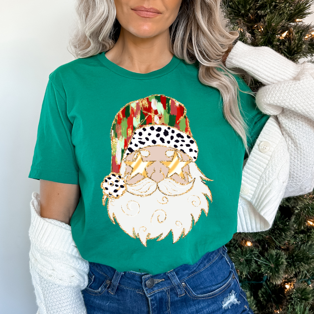 Faux Glitter Santa Christmas DTF TRANSFER  or UV DTF STICKER