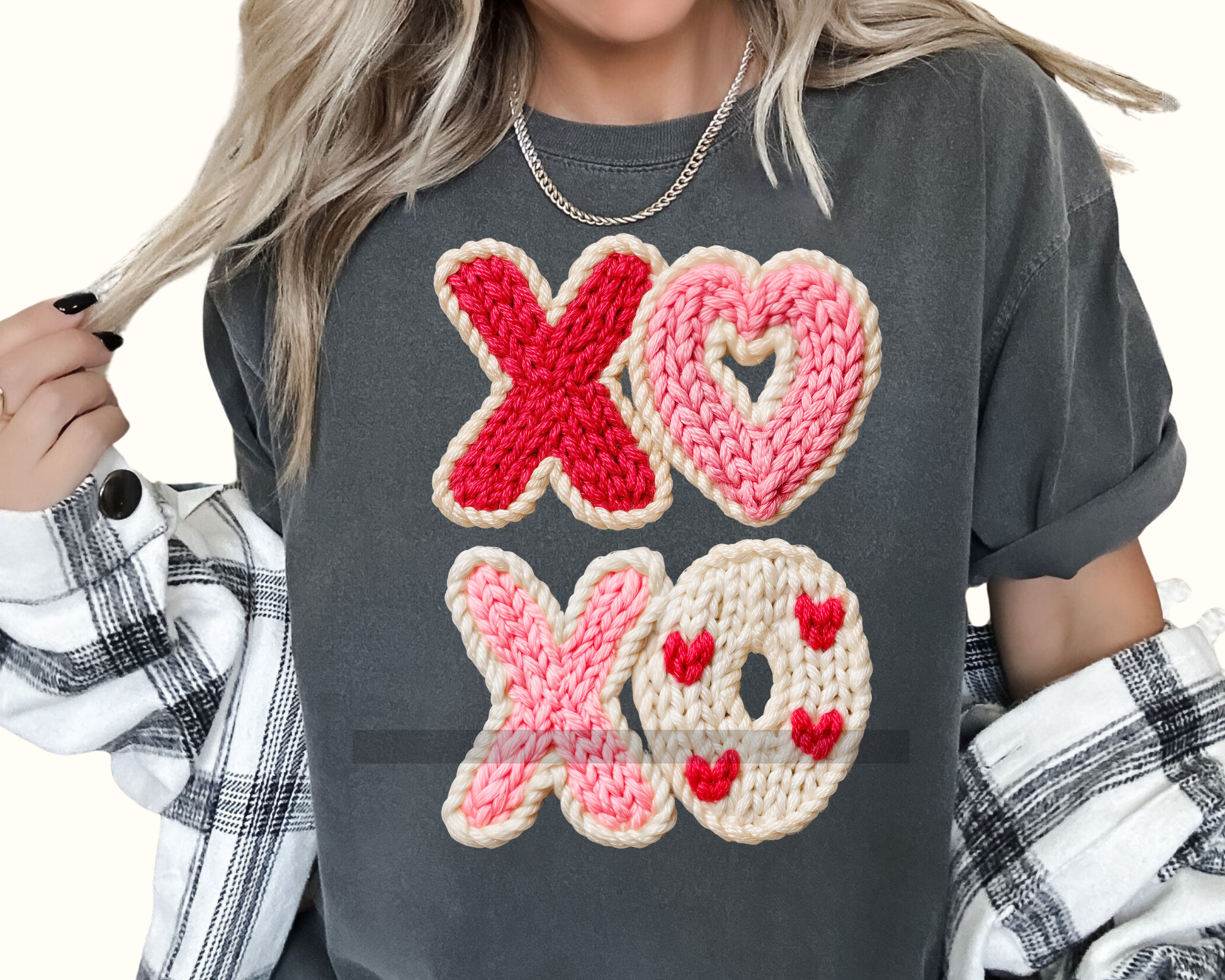 XOXO Faux Yarn Valentine's Day DTF TRANSFER or UV DTF STICKER