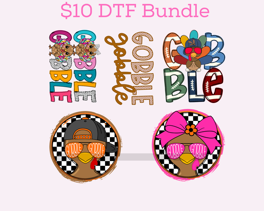 $10 Turkey Thanksgiving 9" Youth Bundle DTF Transfer